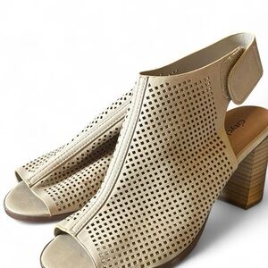 Cityclassified Women's Beige Peep-Toe Heels